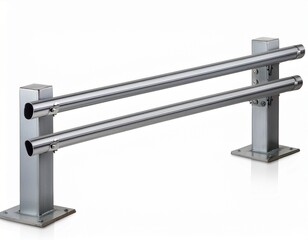 metal guardrail section with posts isolated on white background guardrail isolated on white background