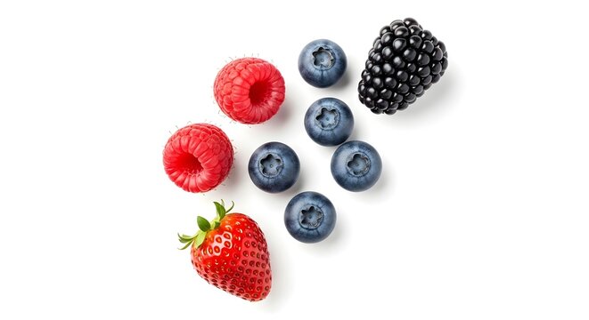 Fresh mixed berries including strawberry raspberries blueberries and blackberry - Powered by Adobe