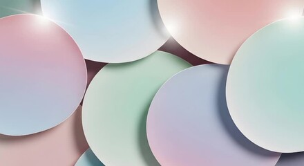 Pastel colored circles overlapping each other with some light reflecting off of the circles