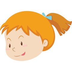 Close Up Portrait Of A Smiling Young Girl With Orange Hair Tied In A Ponytail Wearing A Blue Hair Tie With Rosy Cheeks And A Content Expression On A Transparent Background