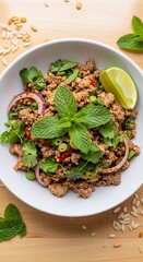 Larb - A Flavorful Thai Ground Meat Salad with Herbs.