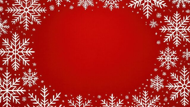 Festive red snowflake border wallpaper