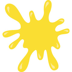 Vibrant Yellow Splatter Liquid Paint Blob Abstract Organic Shape Graphic Element Isolated on Transparent Background Dynamic Fluid Motion