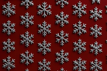 Fototapeta premium Elegant snowflakes on red.