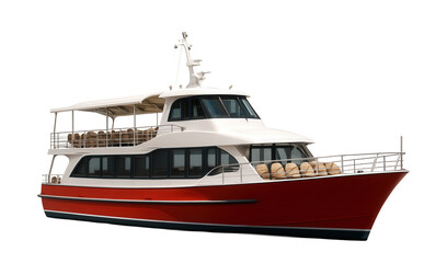 Single-deck ferry featuring an open-air seating area on the upper level.