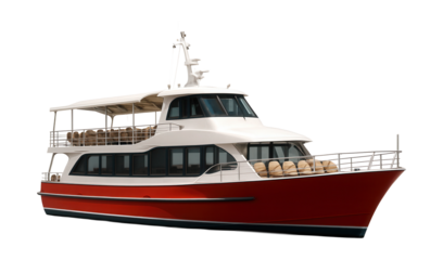 Single-deck ferry featuring an open-air seating area on the upper level.