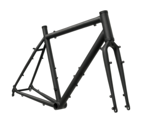Durable touring bike frame with mounts for racks and fenders.
