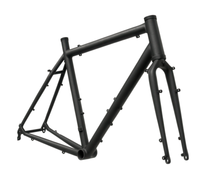 Durable touring bike frame with mounts for racks and fenders.