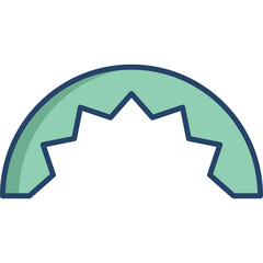 Abstract Arch Shape With Starburst Interior In Teal And Navy Blue Vector Graphic Isolated On White Transparent Background Minimalist Geometric Design