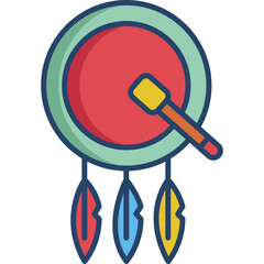 A Native American Dreamcatcher With Feathers And A Drumstick On A Transparent Background