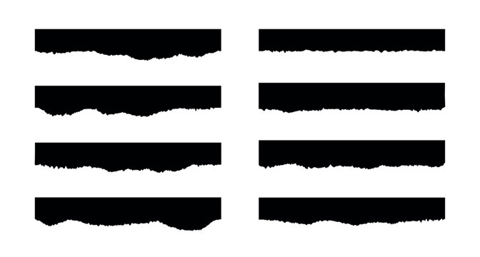 Vector torn paper pieces. Set of paper sheet stripes with ripped edge