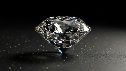 Close-up of a Sparkling Diamond on a Dark Surface.