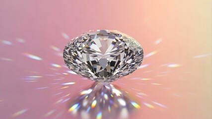 Close-up of a sparkling diamond with light refraction.