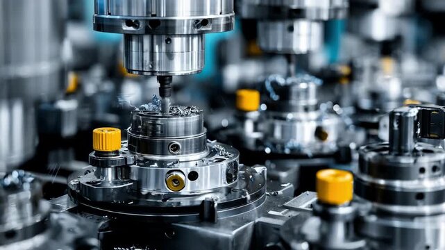 Closeup of metal stamping press shaping a steel vehicle body panel highlighting the precision forming process in automotive manufacturing.