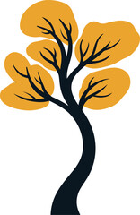 Stylized Autumn Tree with Yellow Leaves
