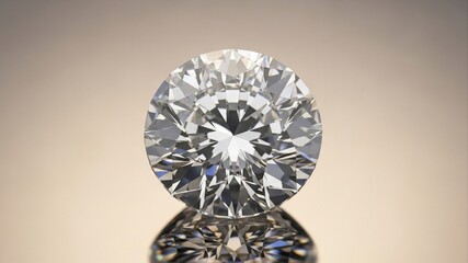 Close-up of a Sparkling Round Cut Diamond Gemstone.