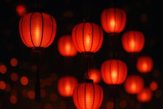 Vibrant red lanterns illuminate.
