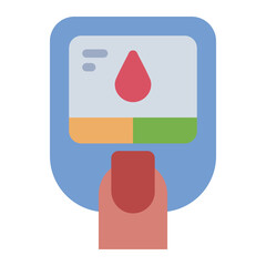 glucometer flat icon. sugar test. level monitor. health check
