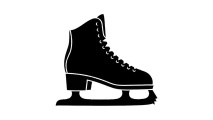 Vector illustration&nbsp;of black silhouette icon of an ice skate for winter sport and recreation activity isolated on transparent background