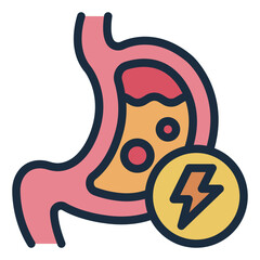 metabolic energy filled line icon. stomach process. Healthcare and medical