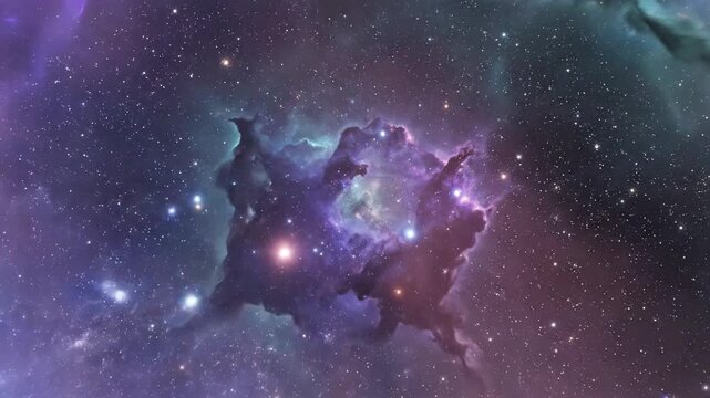 Cosmic nebula swirls of gas and dust in outer space galaxy universe background