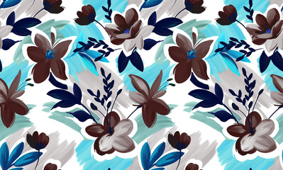Painting flowers pattern. Seamless floral pattern design © akın demirci