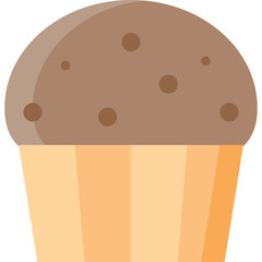 Chocolate Muffin With Dark Brown Speckles In A Light Orange Paper Cup Isolated On White Background Sweet Baked Pastry Treat