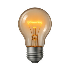 Glowing filament light bulb isolated on transparent background