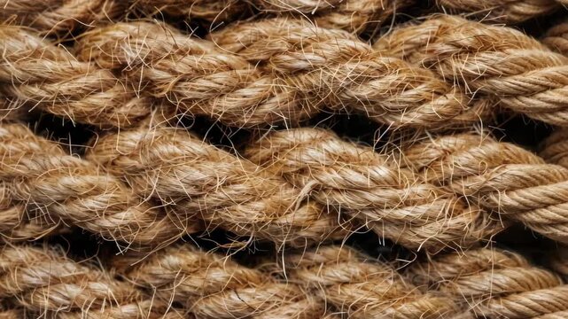 Braided Rope Texture: A close-up shot that accentuates the rugged texture of tightly wound, natural fiber rope. Every strand is visible, weaving a story of strength and resilience.