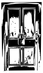 Obraz premium Wooden door security in a weathered entryway