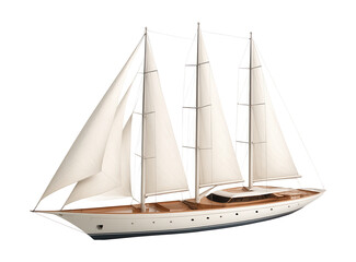 Obraz premium Elegant multi-masted sailing yacht featuring teak deck flooring.