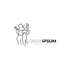 logo of a man and woman hugging in line style, simple design
