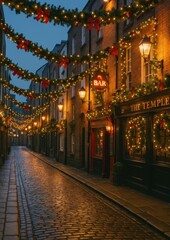 Obraz premium Charming festive street scene.