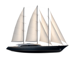 Luxury sailing yacht featuring multiple masts and elegant exterior design.