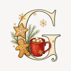 Naklejka premium Festive letter G illustration