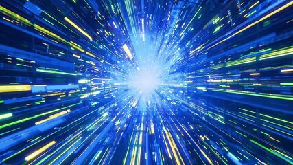 Internet data tunnel representing abstract flow of data flowing in high speed to both directions in this futuristic technology of blue themed network. Looping video