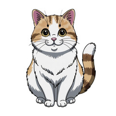 Cute happy calico orange cat. Cartoon illustration isolated on white background.