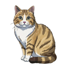 Cute orange tabby cat. Cartoon illustration isolated on white background.