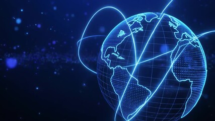 Abstract digital Earth network for global communication and data exchange. Futuristic technology concept - Powered by Adobe