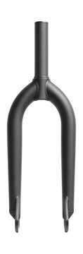 Matte gray BMX fork featuring sturdy steel legs and reinforced dropouts.