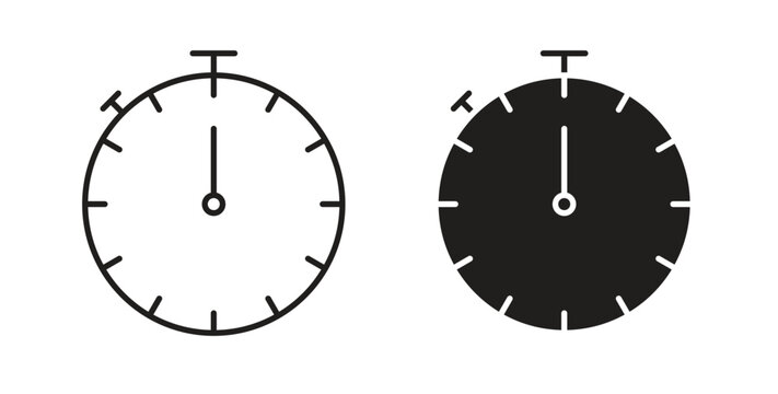 Timer icon with editable stroke. Thin Line and flat icons for UI designs