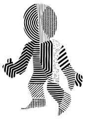 Abstract figure runs dynamically in a modern graphic design