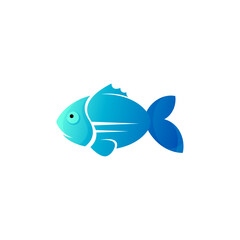 Abstract fish logo with simple design vector, blue color