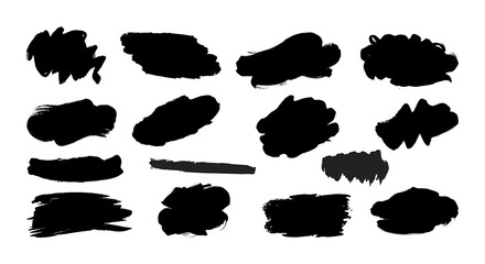 set of ink splashes. Collection of Black Artistic Brush Strokes. Hand-Drawn Ink Elements and Calligraphy Lines.