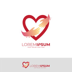 love logo and shaking hands, charity logo template