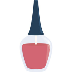 Close Up Of A Pink Nail Polish Bottle With A Dark Blue Cap On A Transparent Background With Subtle Shadowing And A Simple Design