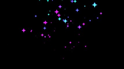 Rainbow glowing stars sparkle, blinking retro vector stars and dots, twinkling starry night sky, looping animation, doodle glitter trail, twinkle magic dust animation, shimmer particle on black screen - Powered by Adobe