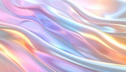 Obraz premium Abstract silk waves with pastel color and soft smooth texture. The fabric appears to be iridescent, reflecting a gentle, ethereal light. The flowing curves create a sense of elegance and luxury