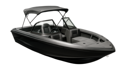 Convertible fishing boat with a retractable canopy and roomy cockpit.