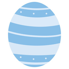 A Light Blue Easter Egg With Horizontal Stripes And White Dots On A Transparent Background A Festive Symbol For Spring Celebrations And Holidays